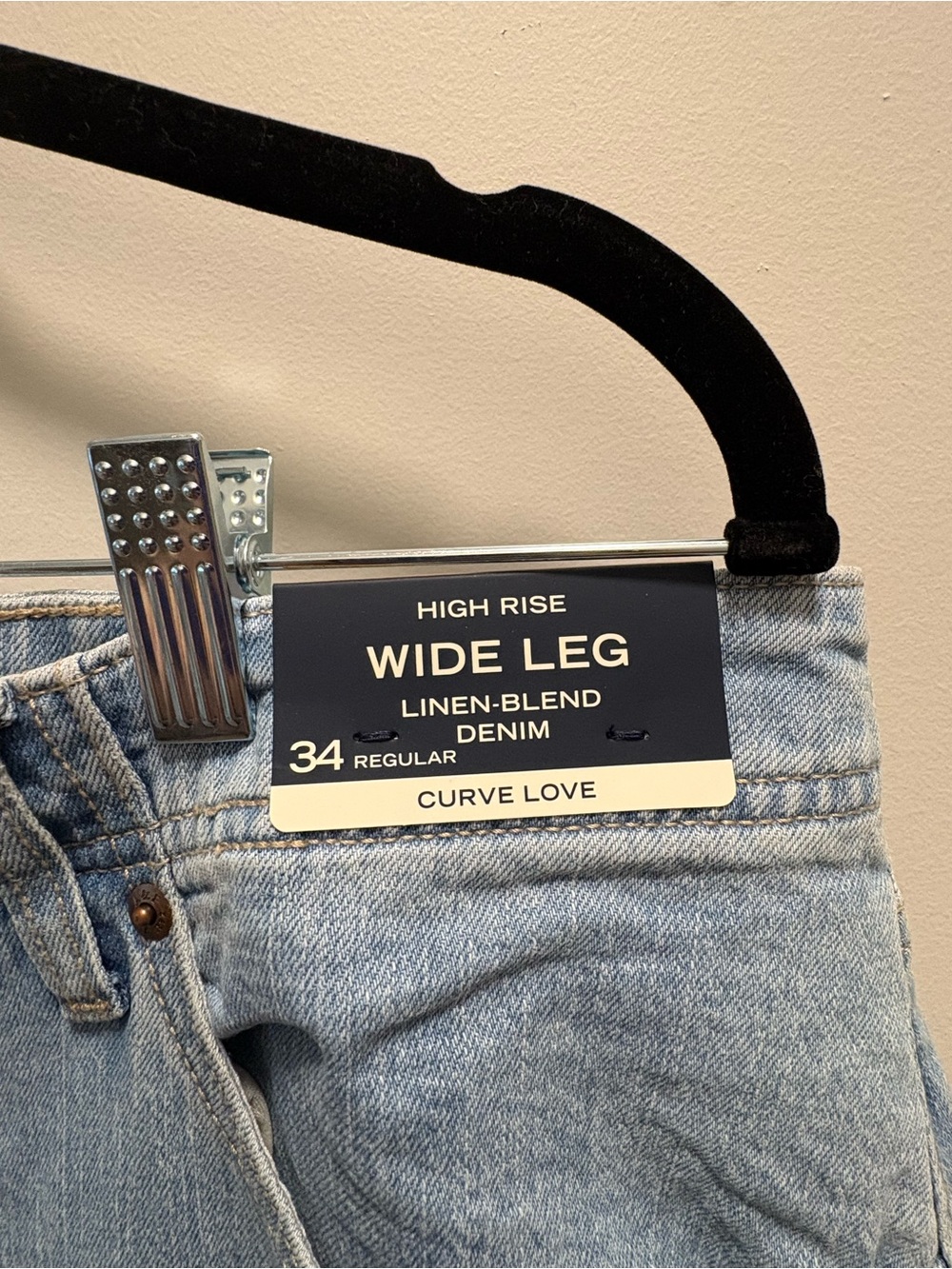 High Rise Wide Leg Linen-Blend Denim Jeans - Light Blue (34 Regular)